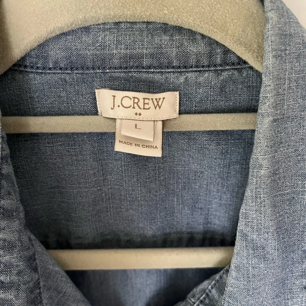 Vintage J. Crew Chambray Blue Denim Shirt - Picture 2 of 7